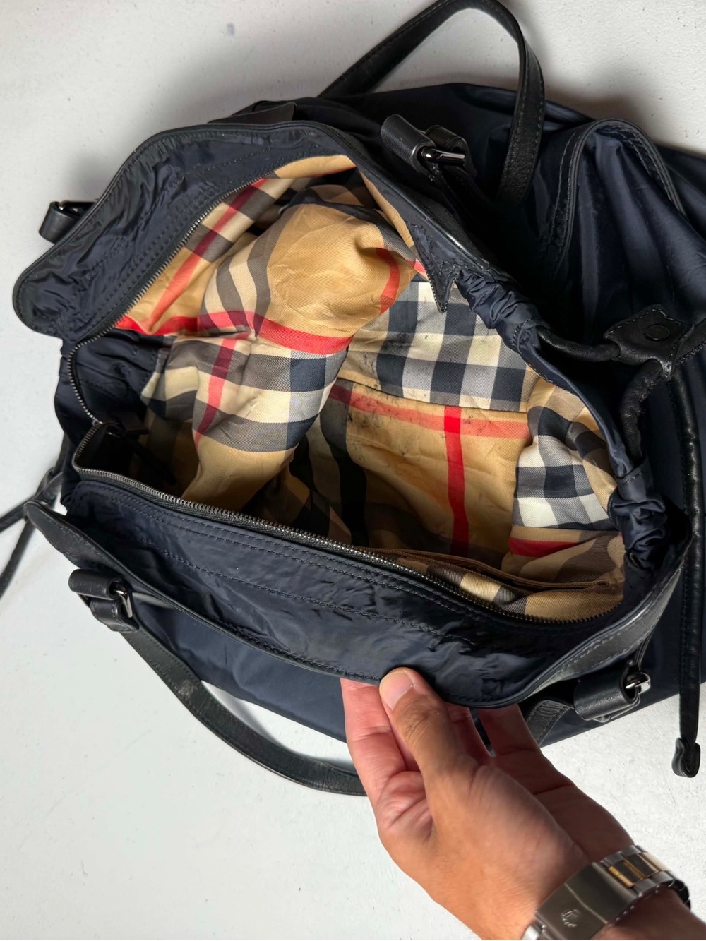 Burberry | Black Blue Nylon Buckleigh Packable Shopper Tote Bag | Authentic - Picture 14 of 16
